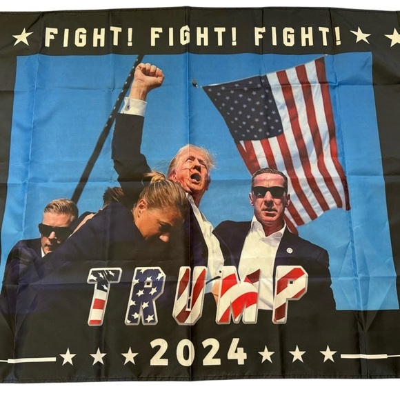 Black and Blue Trump 2024 Flag NWOT FIGHTER FIGHT FIGHT TRUMP 2024 3 x 5 - Picture 2 of 4